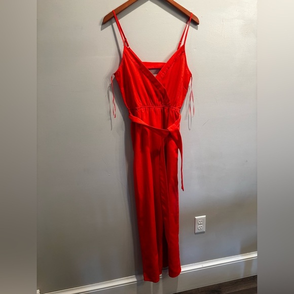Vibrant Orange Women's jumpsuit flying tomato size small boho bold bright - Picture 1 of 9